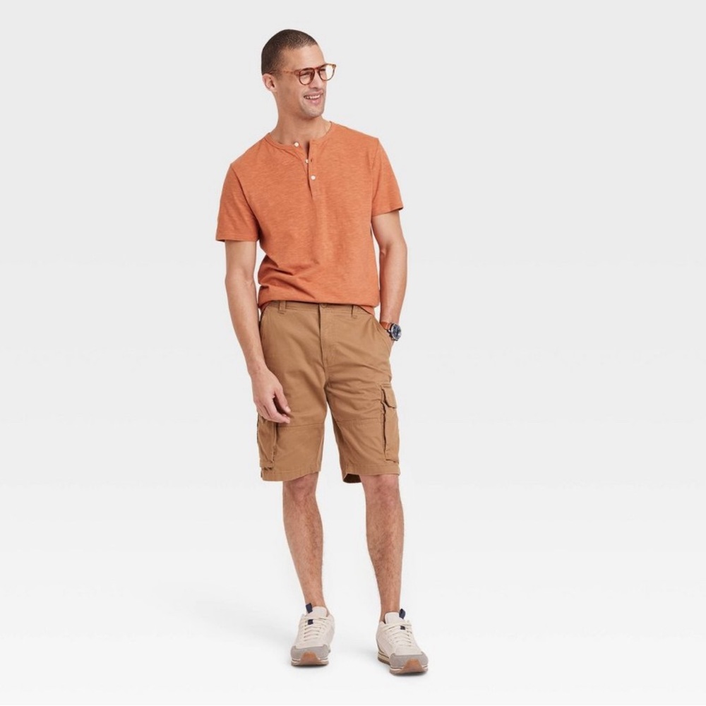 NWT - Goodfellow & Co - Men’s Short Sleeve Henley Shirt - Orange - Picture 3 of 4